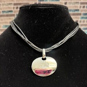 Nine West silver tone statement necklace featuring colorful